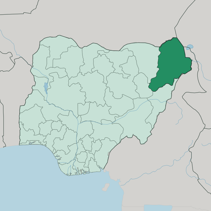 Map showing Borno State — In Nigeria