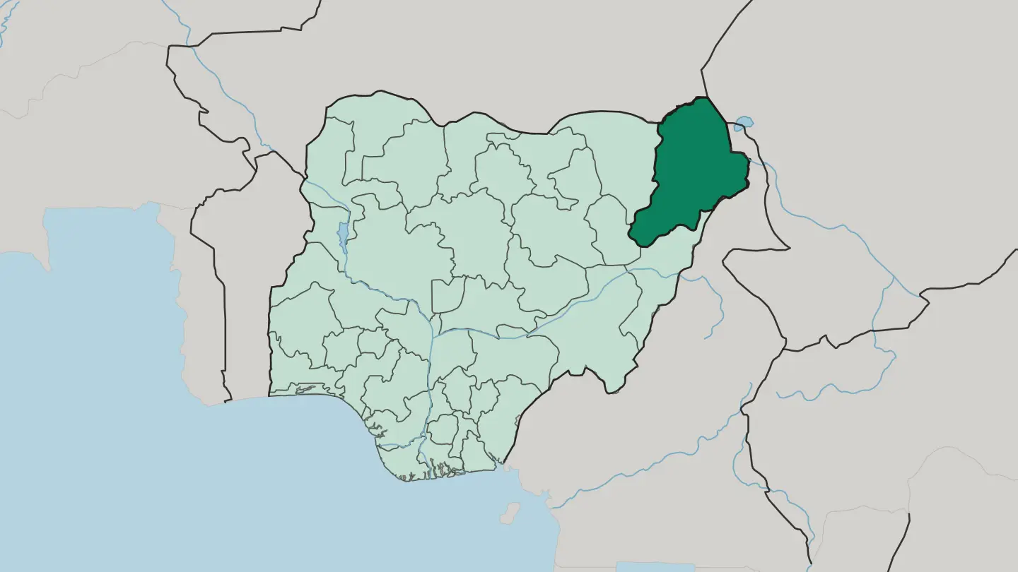 Map of Borno State in Nigeria