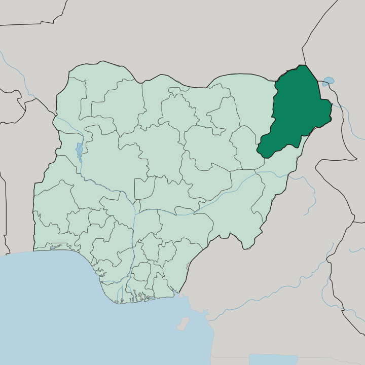 Map showing Borno State — In Nigeria