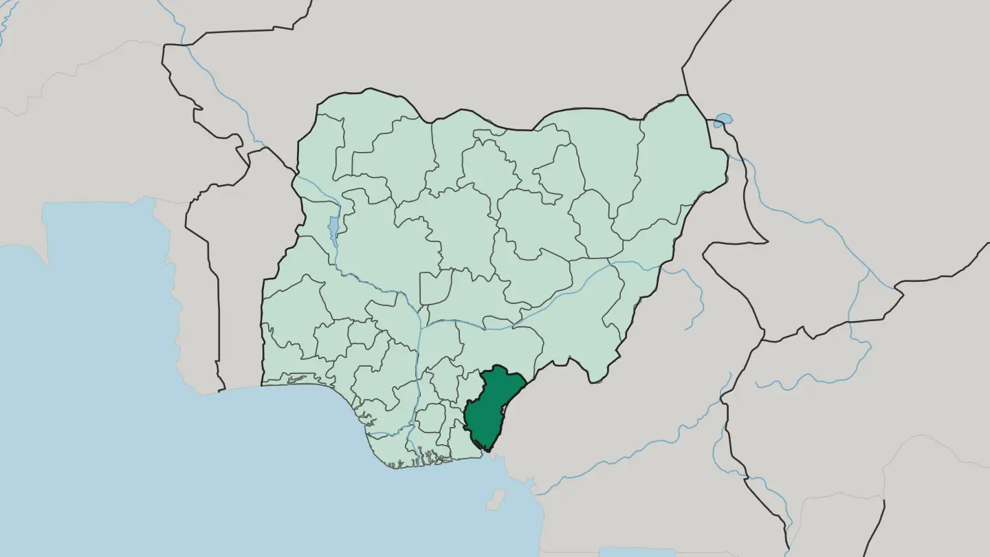 Map of Cross River State in Nigeria