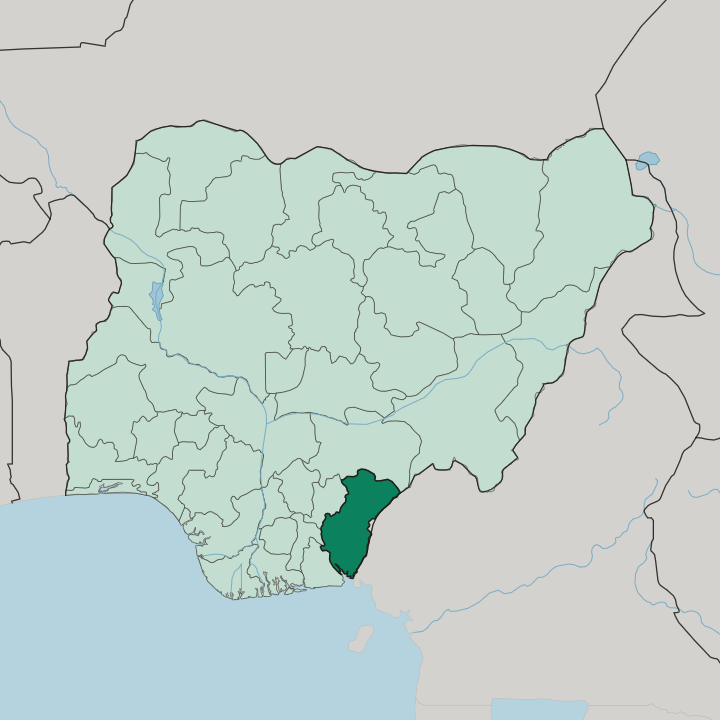 Map showing Cross River State — In Nigeria