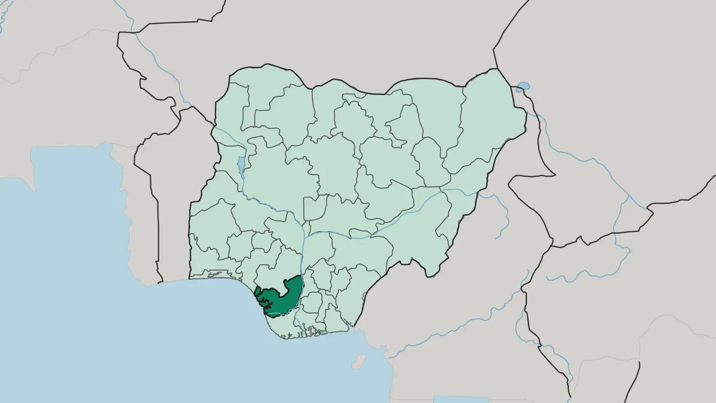 Map of Delta State in Nigeria
