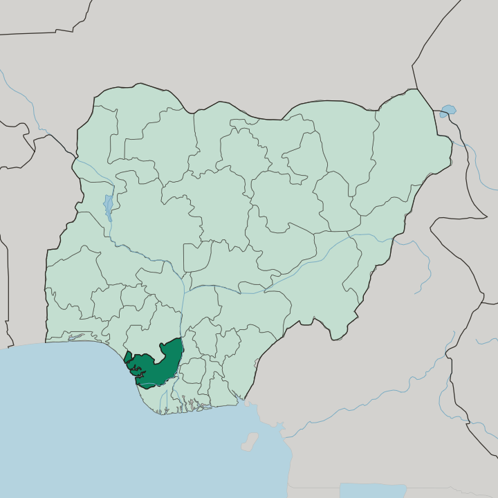 Map showing Delta State — In Nigeria