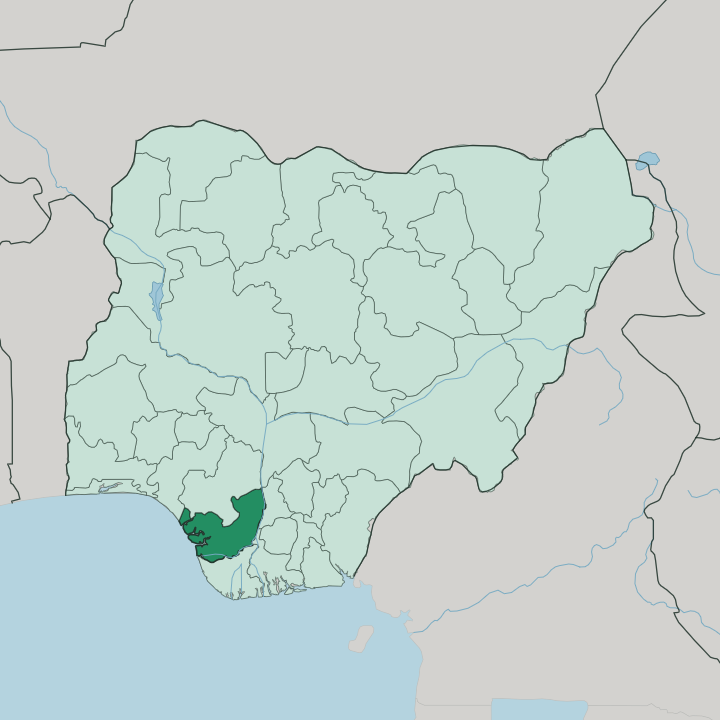 Map showing Delta State — In Nigeria