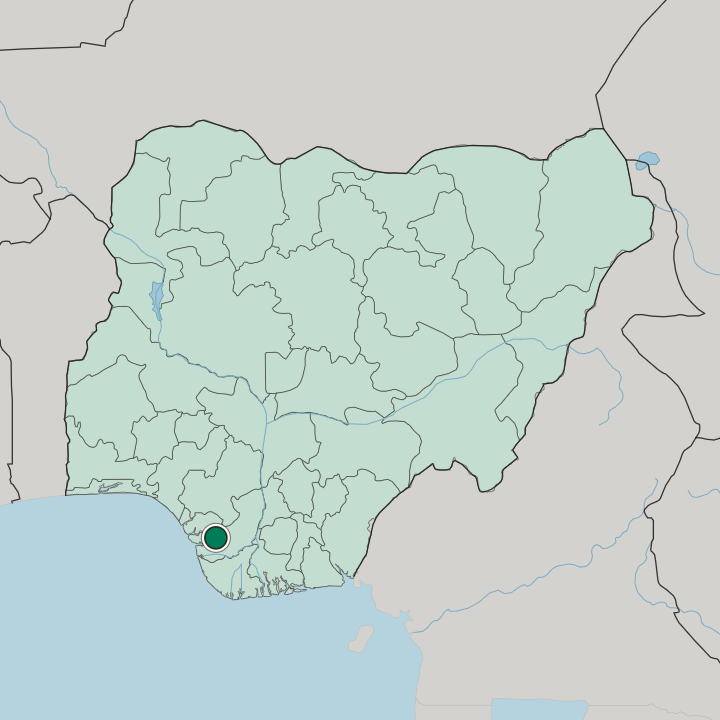 Map showing Warri — In Nigeria