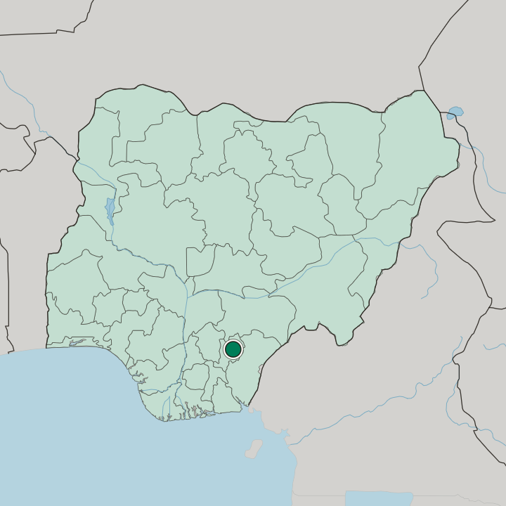 Map showing Abakaliki — In Nigeria