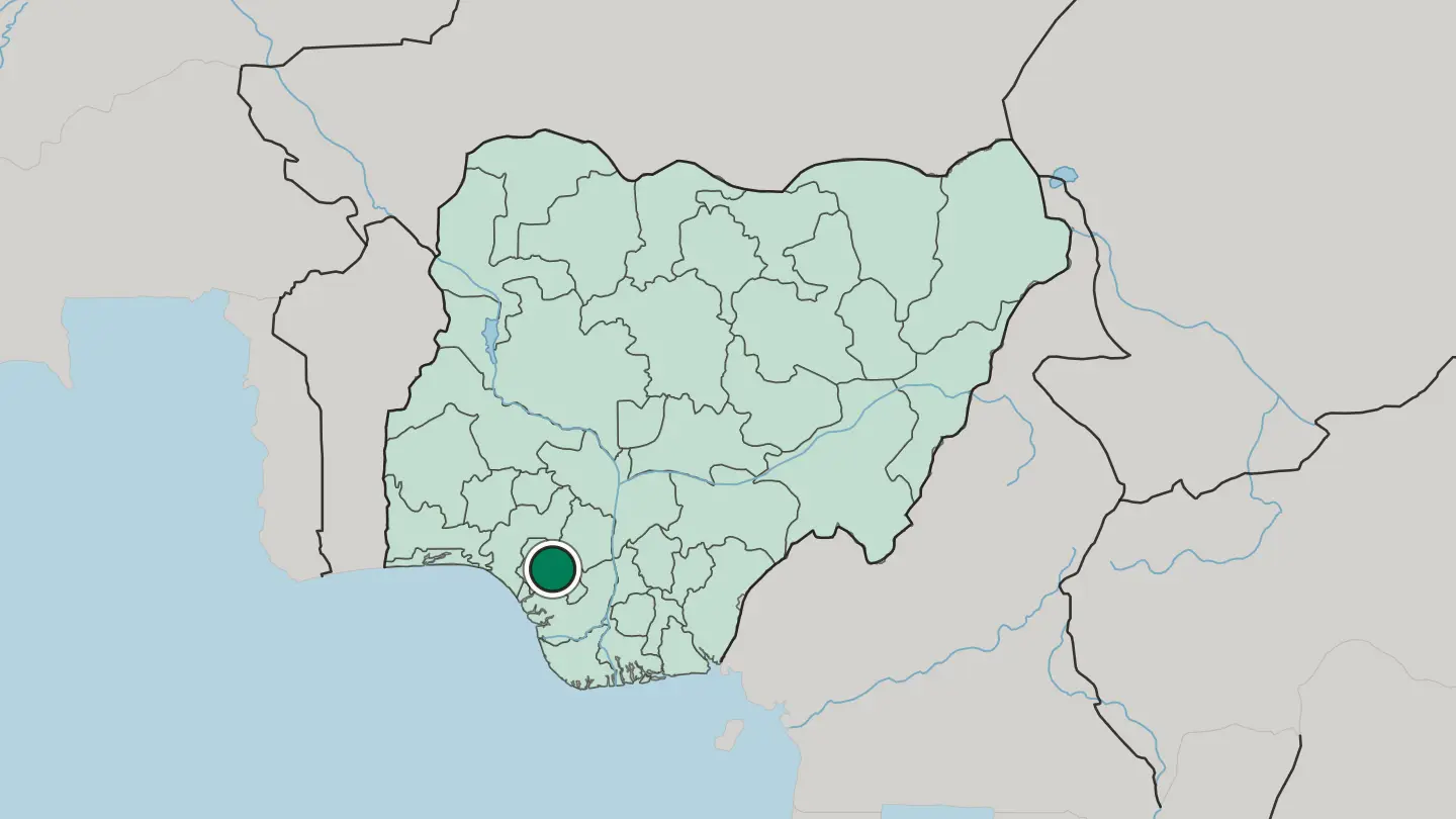 Map of Benin City in Nigeria