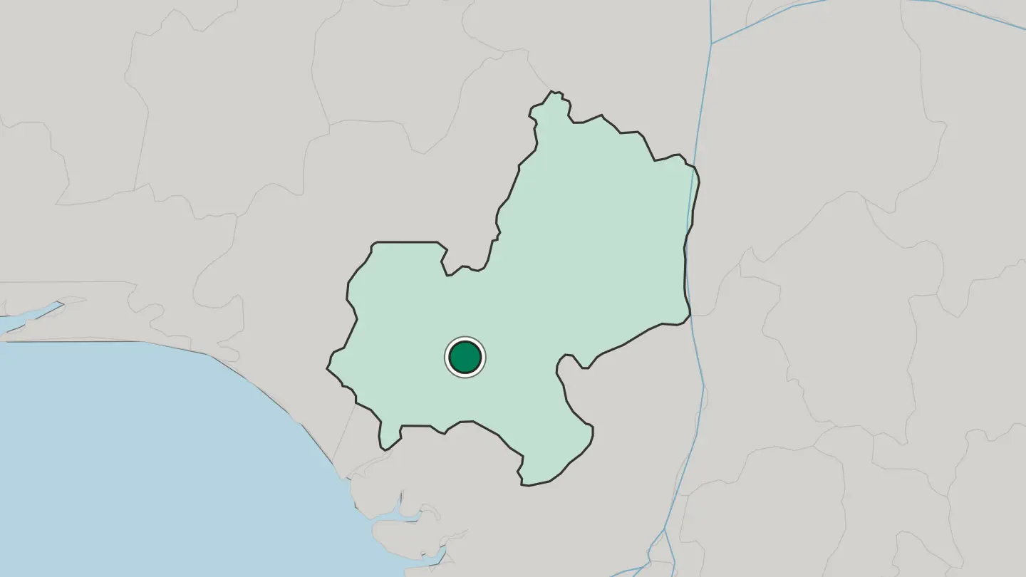 Map of Benin City in Nigeria