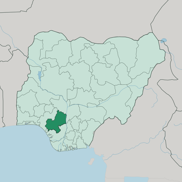 Map showing Edo — In Nigeria