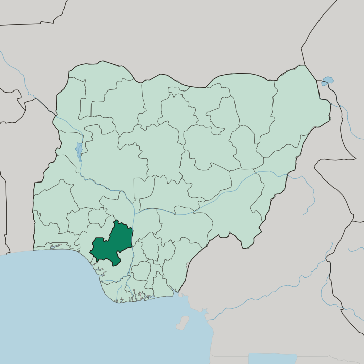 Map showing Edo — In Nigeria
