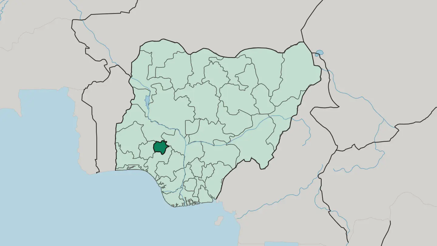 Map of Ekiti State in Nigeria
