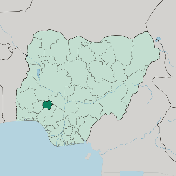 Map showing Ekiti State — In Nigeria