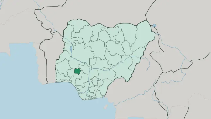 Map of Ekiti State in Nigeria