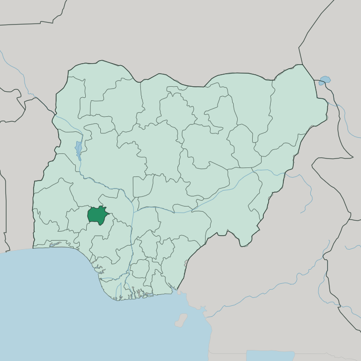 Map showing Ekiti State — In Nigeria