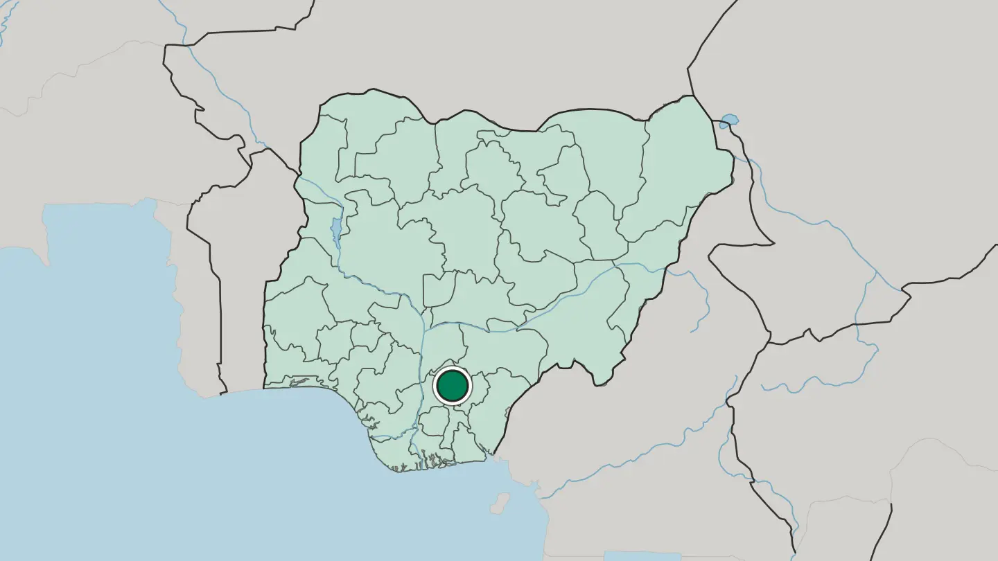 Map of Enugu in Nigeria
