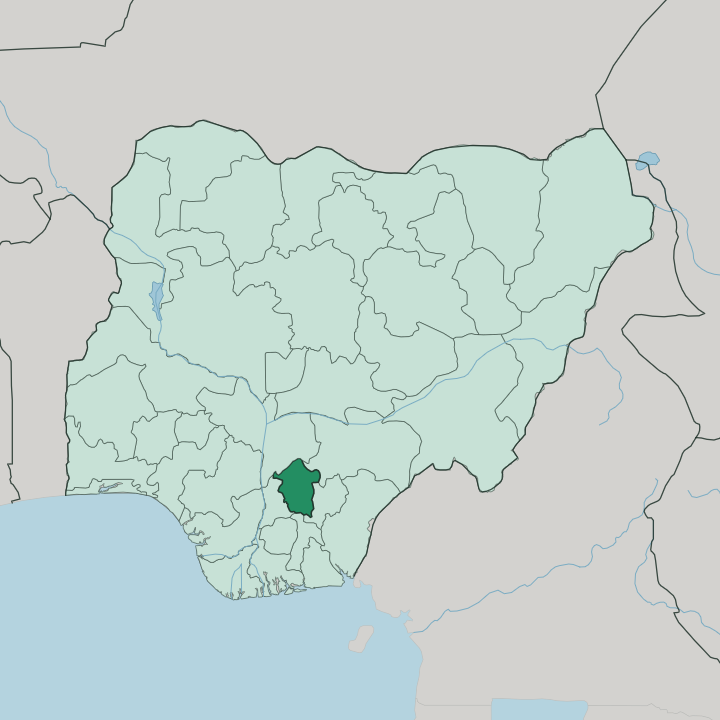 Map showing Enugu State — In Nigeria