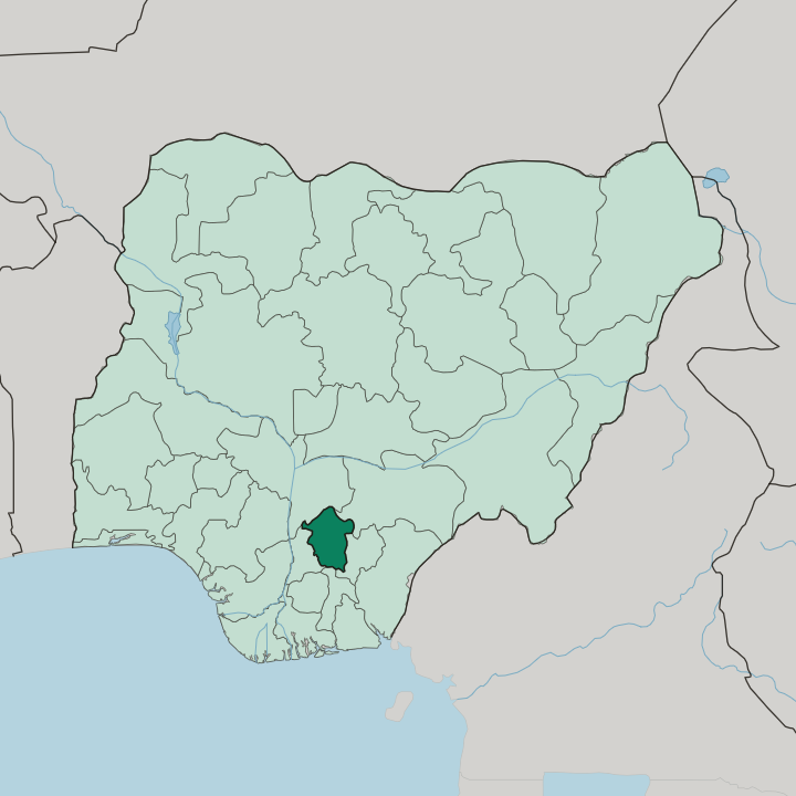 Map showing Enugu State — In Nigeria