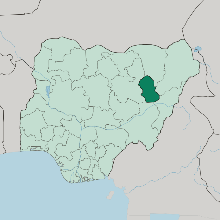 Map showing Gombe State — In Nigeria