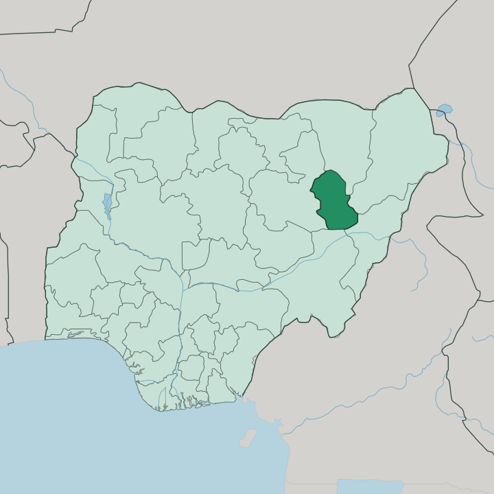 Map showing Gombe State — In Nigeria