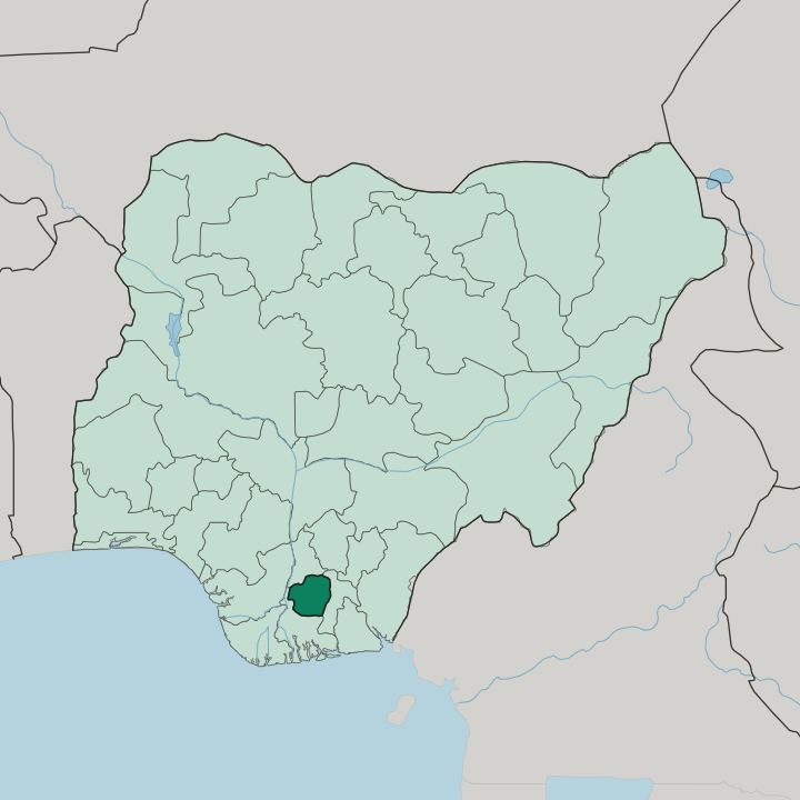 Map showing Imo State — In Nigeria