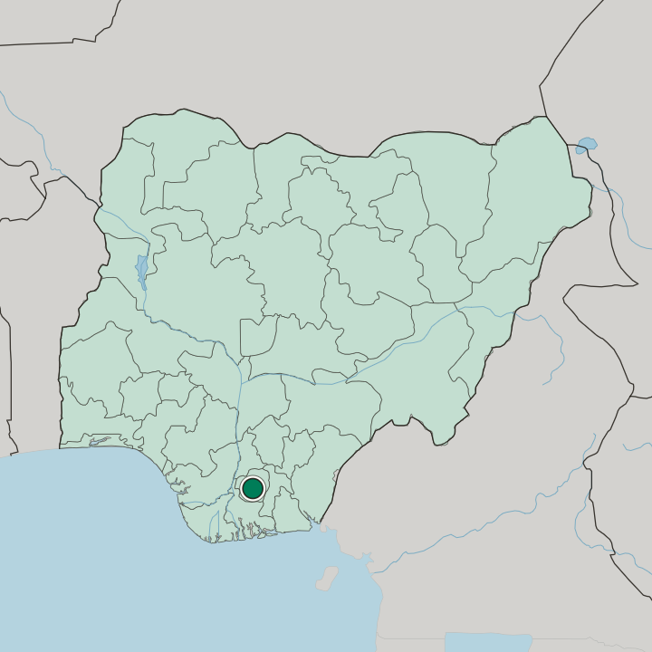 Map showing Owerri — In Nigeria