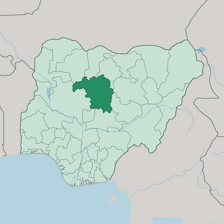 Map showing Kaduna State — In Nigeria