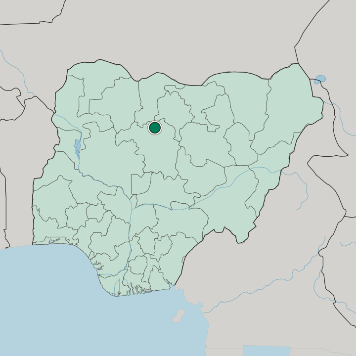 Map showing Zaria — In Nigeria