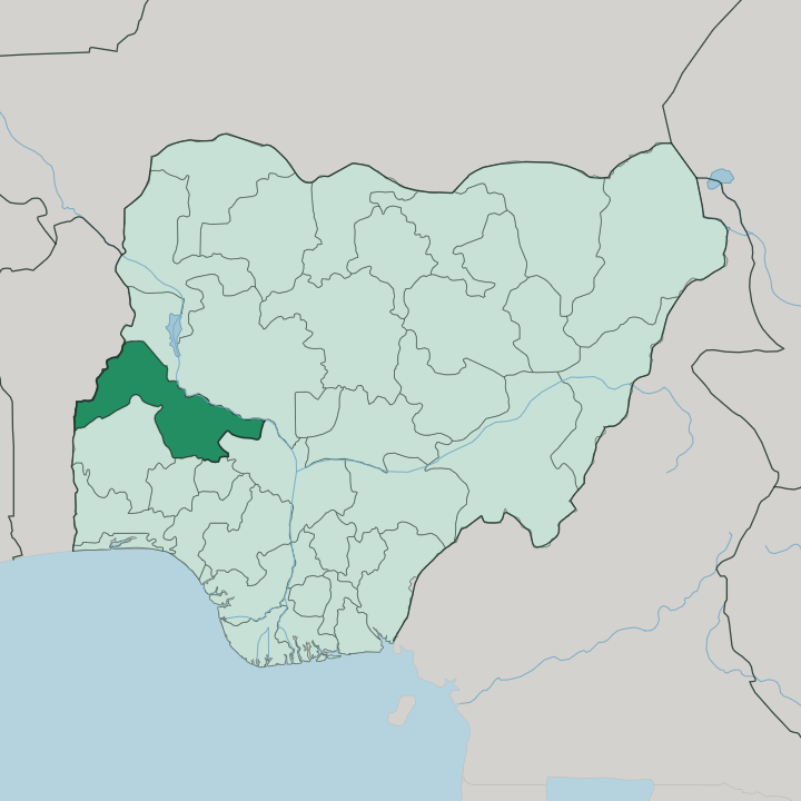 Map showing Kwara State — In Nigeria