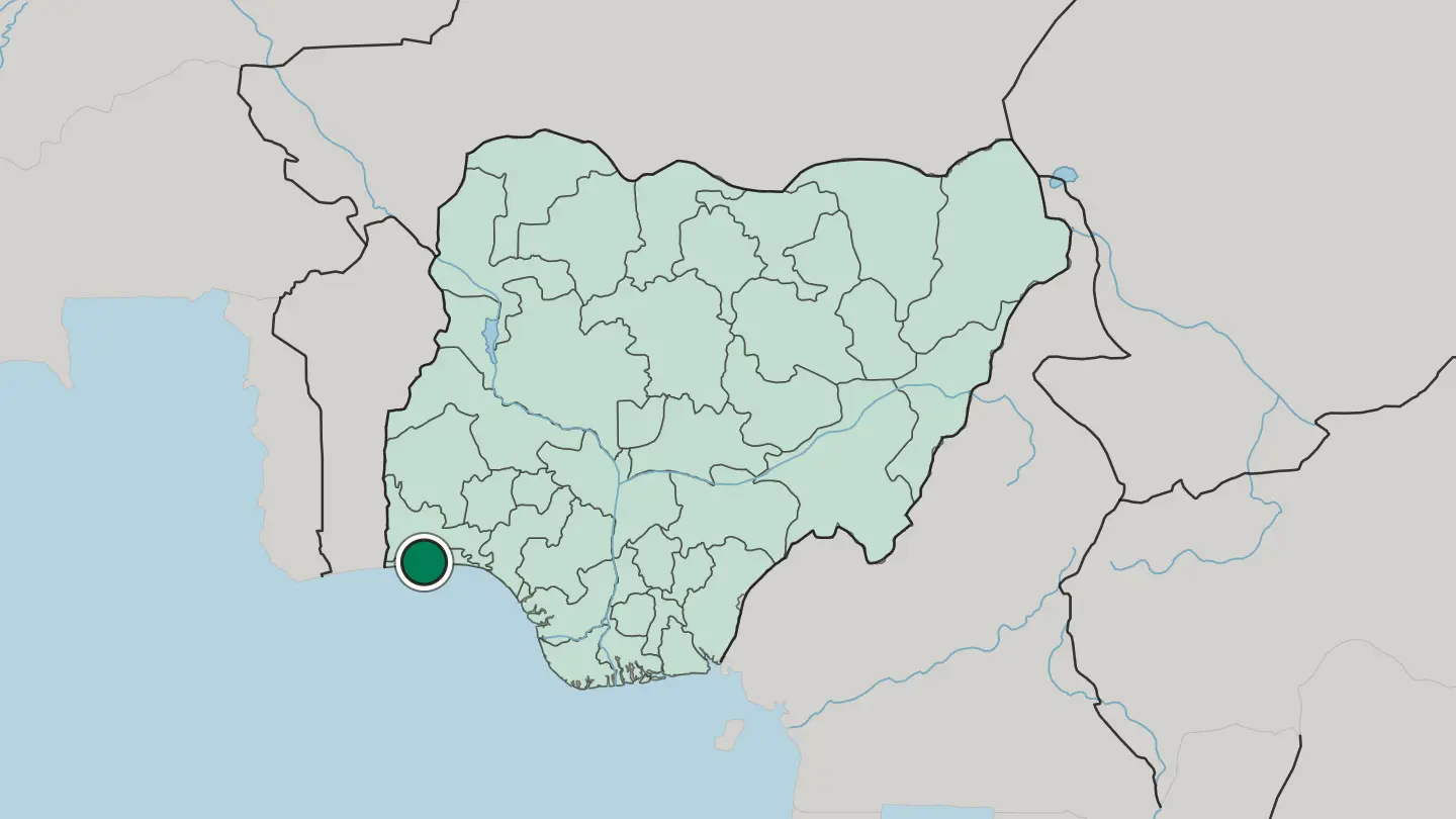 Map of Lagos in Nigeria