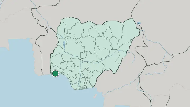 Map of Lagos in Nigeria