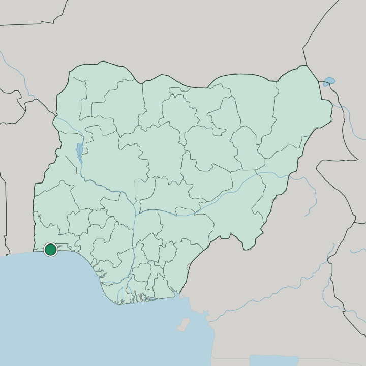 Map showing Lagos — In Nigeria