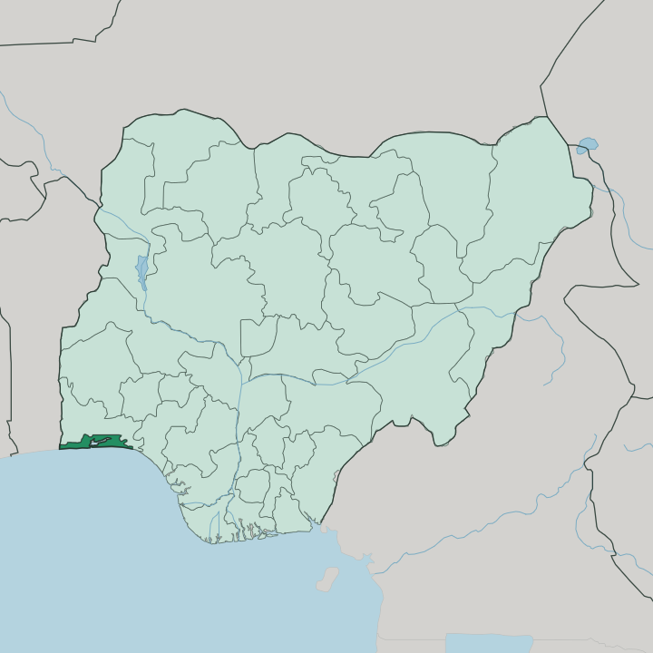 Map showing Lagos State — In Nigeria