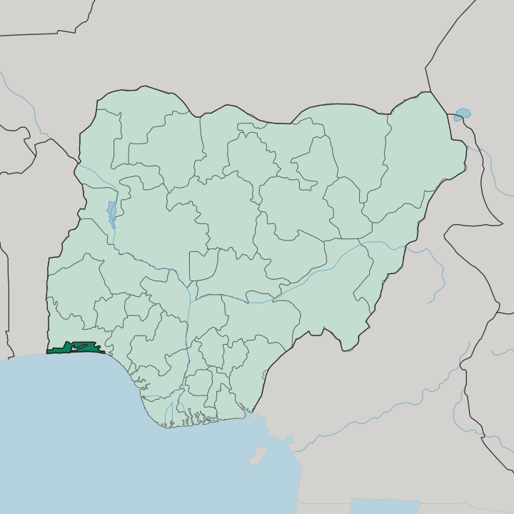 Map showing Lagos State — In Nigeria