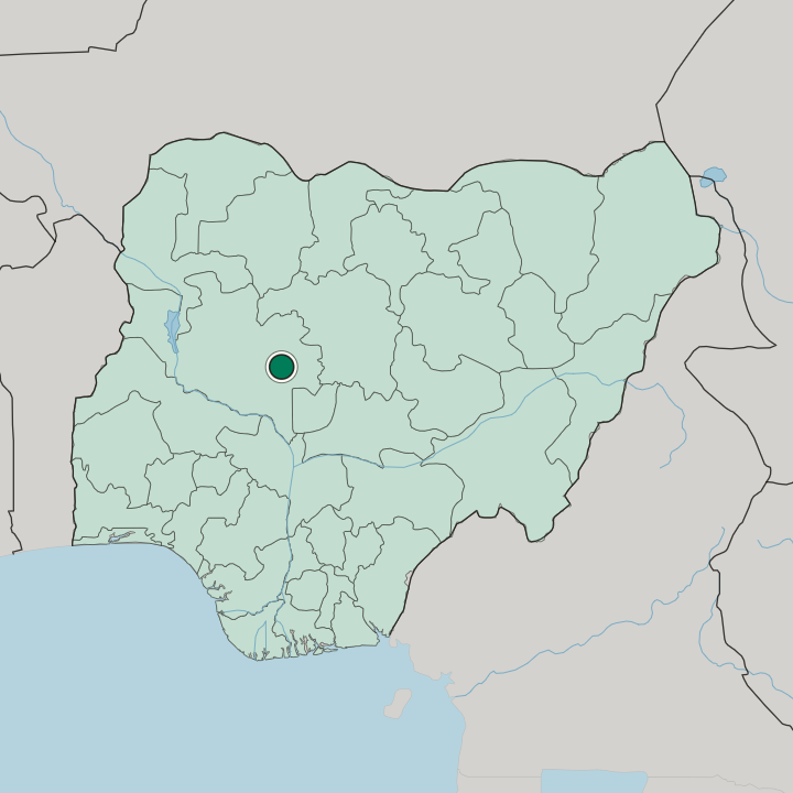 Map showing Minna — In Nigeria