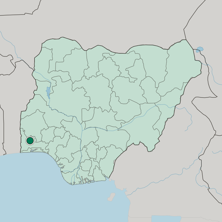 Map showing Abeokuta — In Nigeria