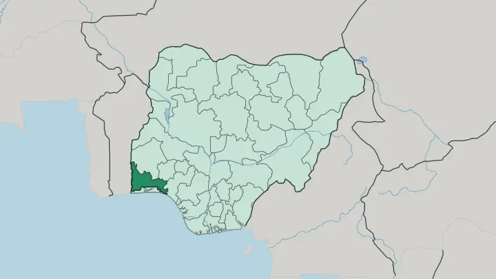 Map of Ogun State in Nigeria