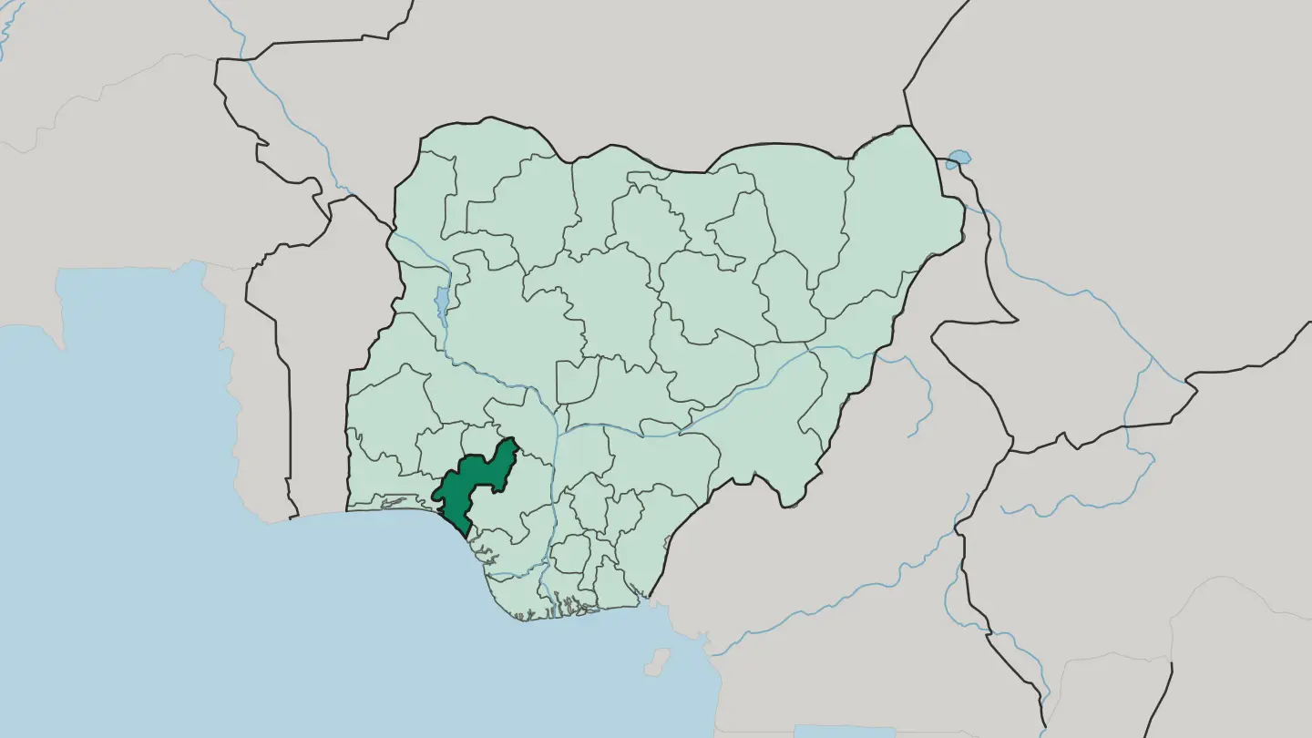 Map of Ondo State in Nigeria