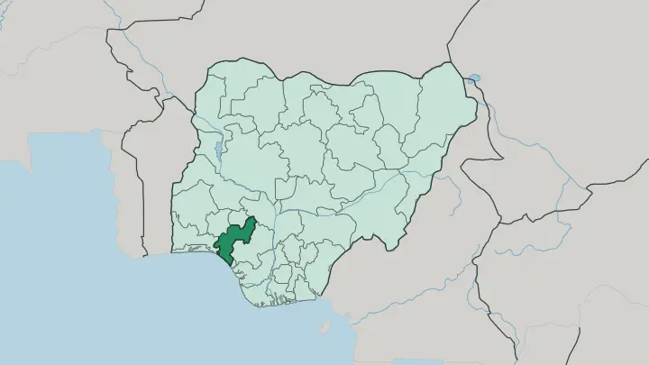 Map of Ondo State in Nigeria