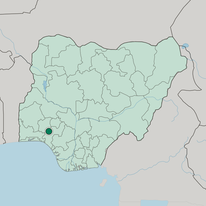 Map showing Ondo — In Nigeria
