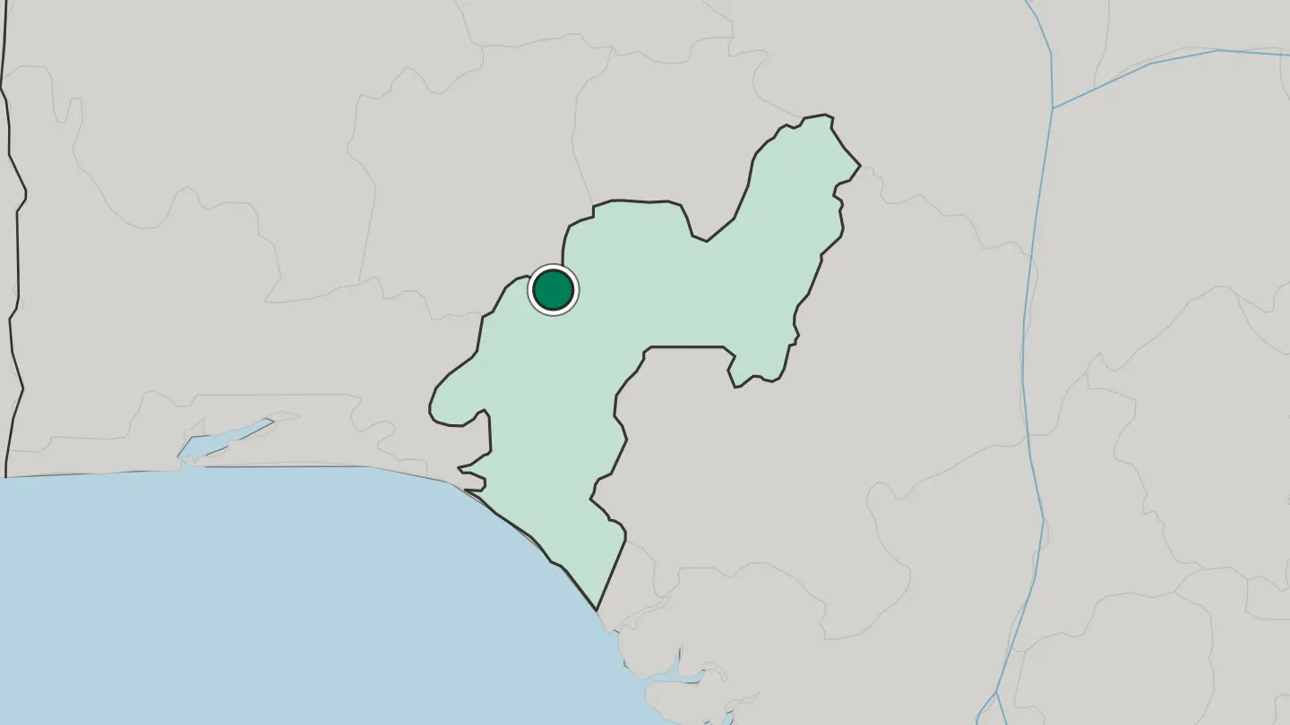 Map of Ondo in Nigeria