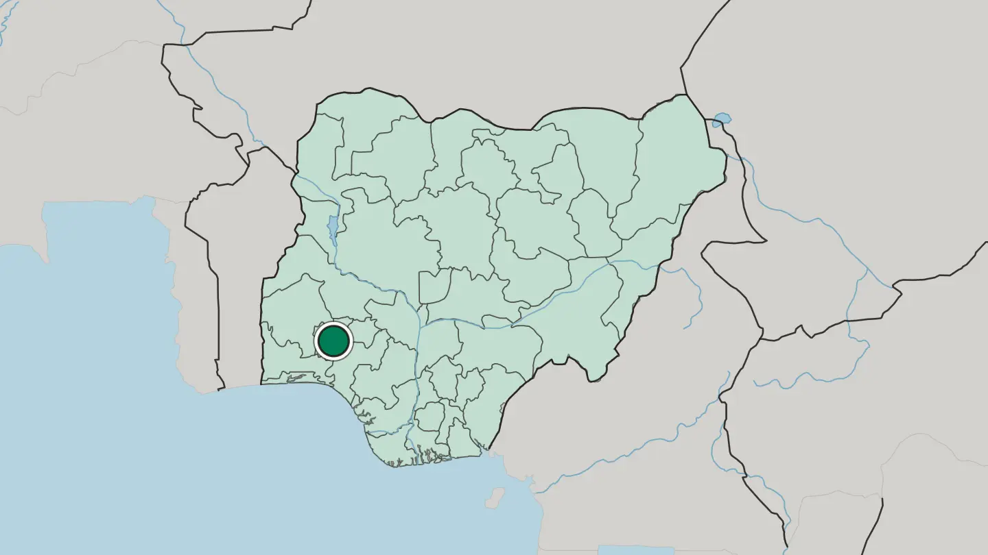 Map of Ile-Ife in Nigeria