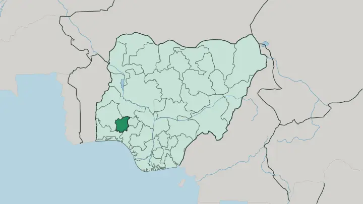 Map of Osun State in Nigeria