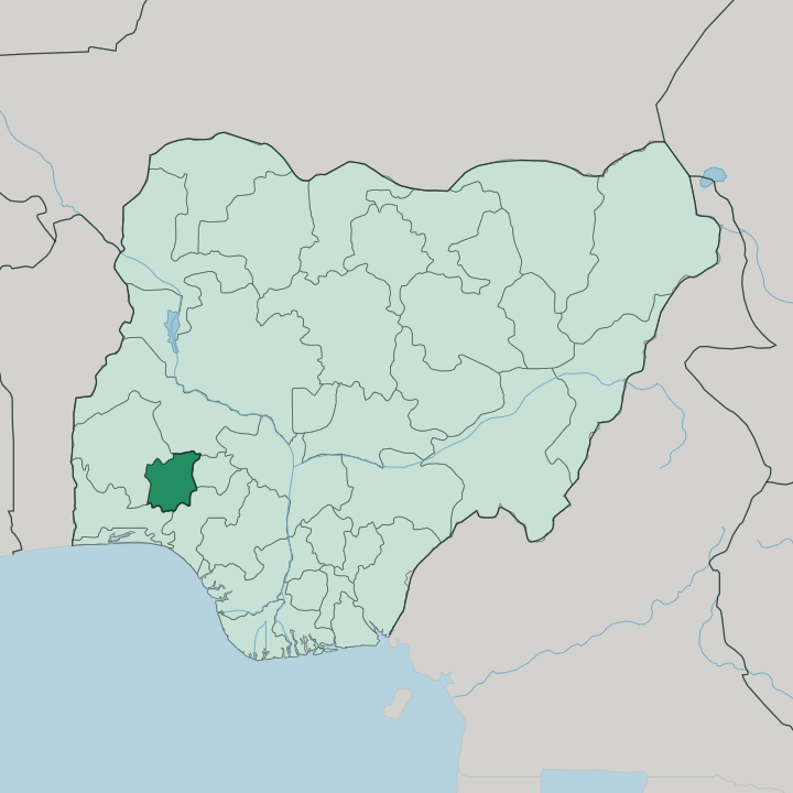 Map showing Osun State — In Nigeria