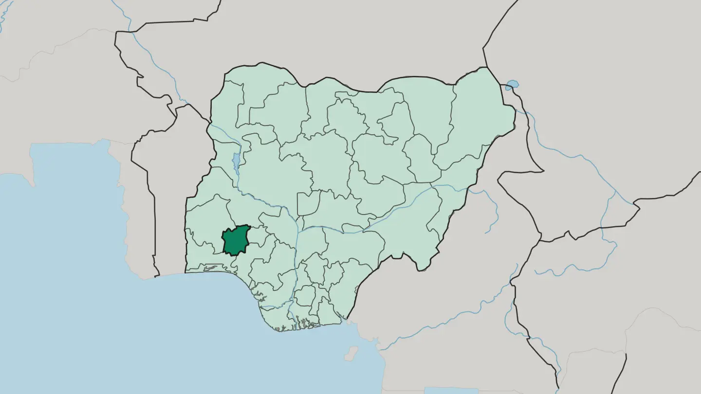 Map of Osun State in Nigeria