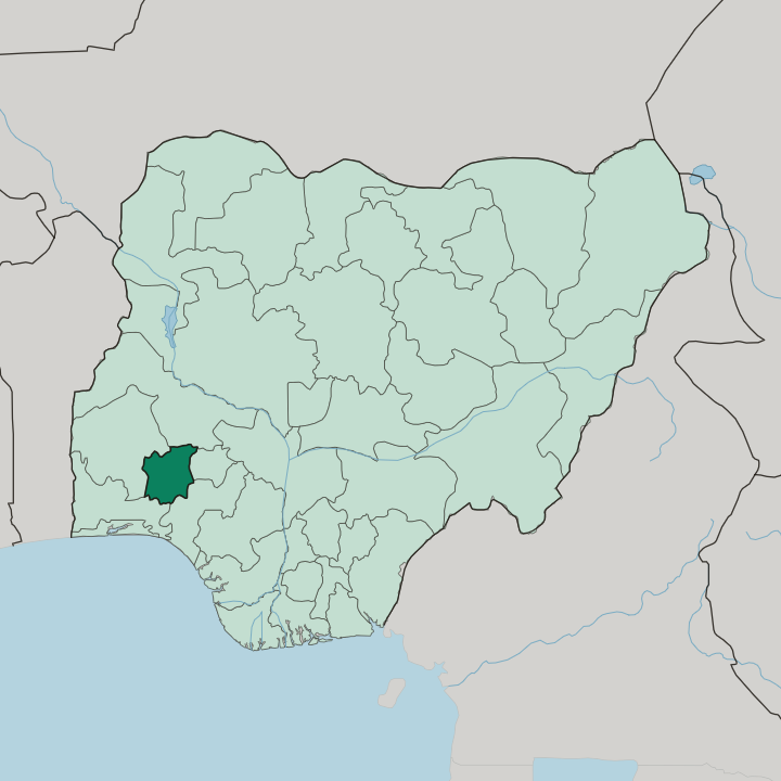 Map showing Osun State — In Nigeria