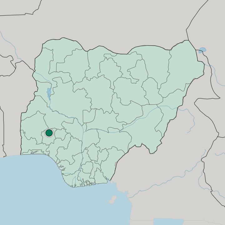 Map showing Osogbo — In Nigeria