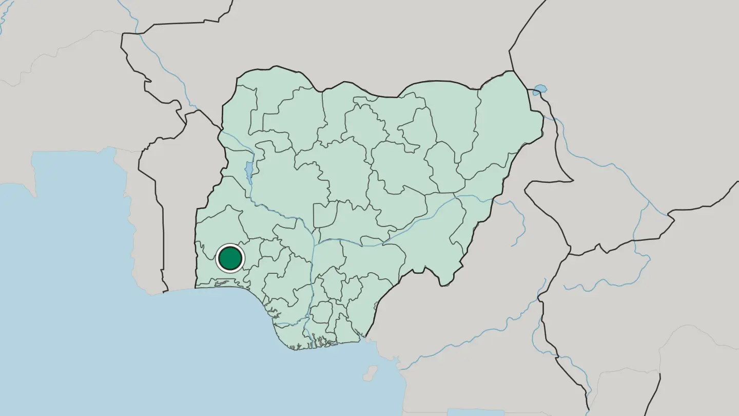 Map of Ibadan in Nigeria