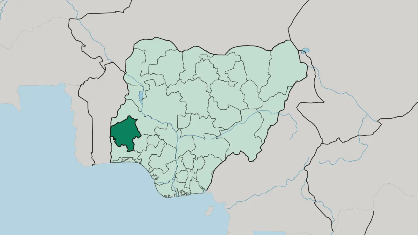 Map of Oyo State in Nigeria
