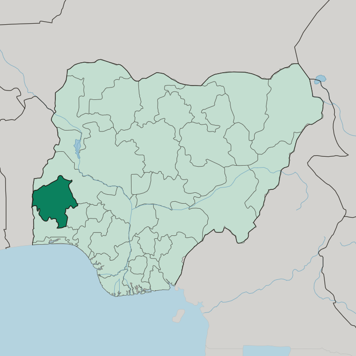 Map showing Oyo State — In Nigeria