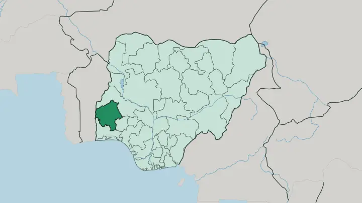 Map of Oyo State in Nigeria